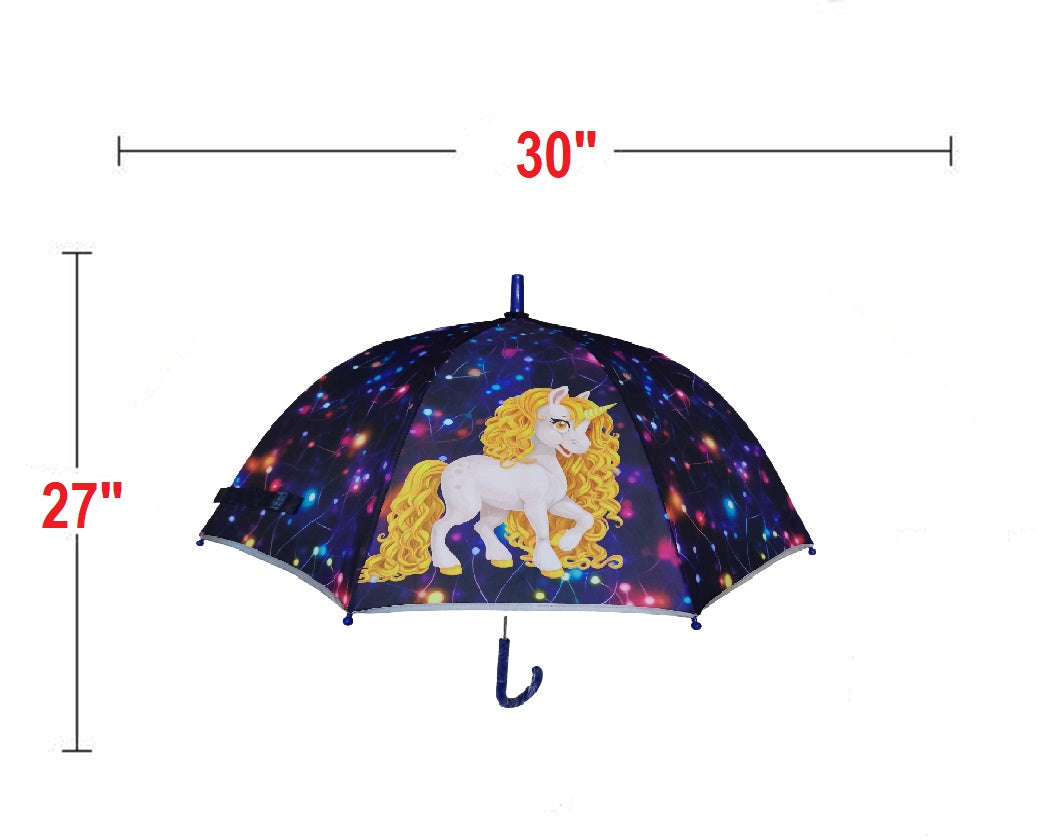Unicorn Dome Shaped 8 Fiberglass Ribs 19" Stick Umbrella For Girls Best Birthday Party Christmas Gift