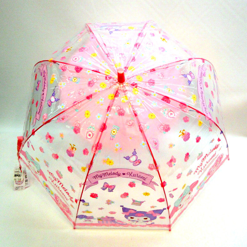 Sanrio My Melody & Kuromi Cute Fashionable Dome-Shaped Vinyl Stick Umbrella.