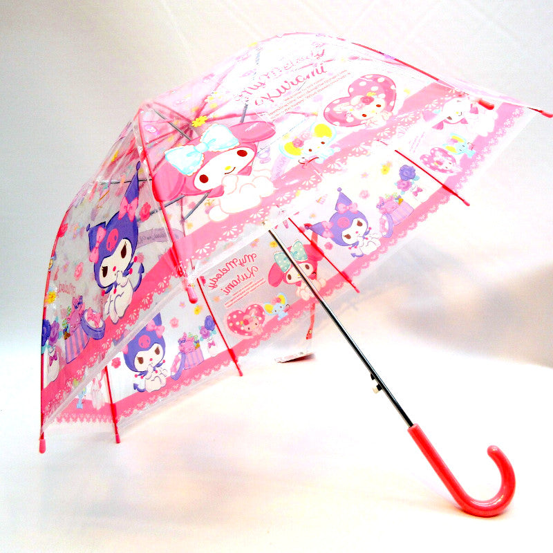 Sanrio My Melody & Kuromi Cute Fashionable Dome-Shaped Vinyl Stick Umbrella.