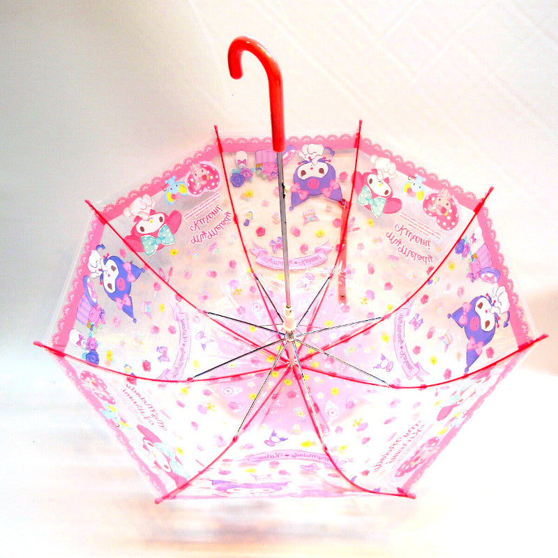 Sanrio My Melody & Kuromi Cute Fashionable Dome-Shaped Vinyl Stick Umbrella.