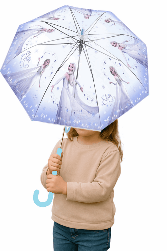 Disney Frozen Elsa Transparent Auto Open Stick Umbrella. Stylish and Very Popular. Best Gift. 8 Bones 21.6" Each is Made of Lightweight, Durable, and Break-Resistant Umbrella.