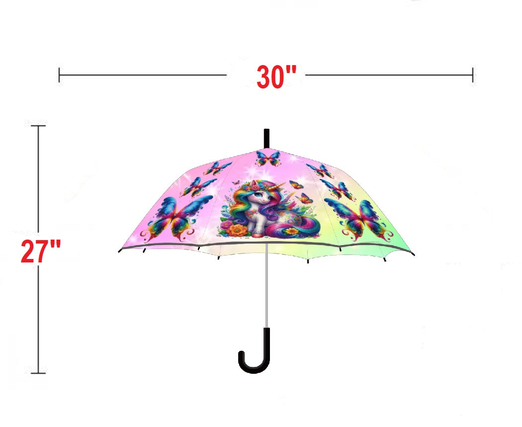 Unicorn Dome Shaped 8 Fiberglass Ribs 19" Stick Umbrella For Girls Best Birthday Party Christmas Gift (Copy) (Copy)
