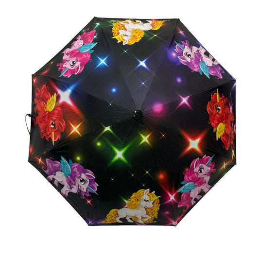 Unicorn Parade All Weather Fully Automatic UV Protaction Gift Folding Umbrella For Women & Teen. 8 Faberglass Ribs.