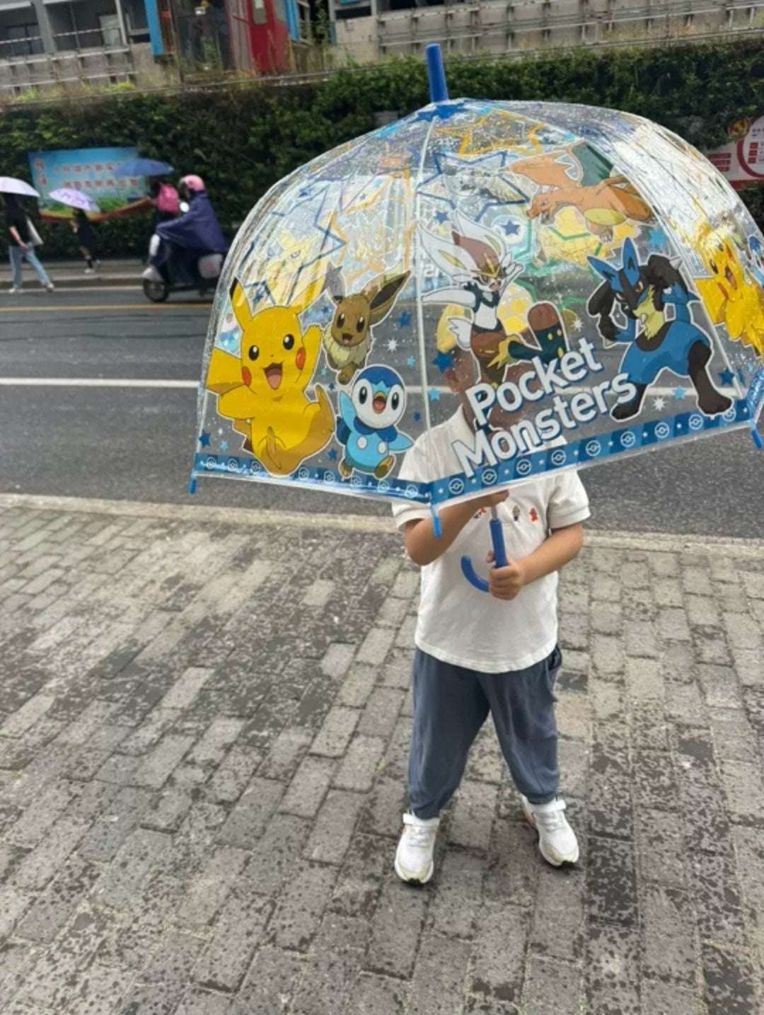 Pokemon Unisex Vinyl Auto Open Stick Umbrella. Dome Type Deep Tension Stylish and Cute. Christmas,New Year,Birthday Party, Best Gift.