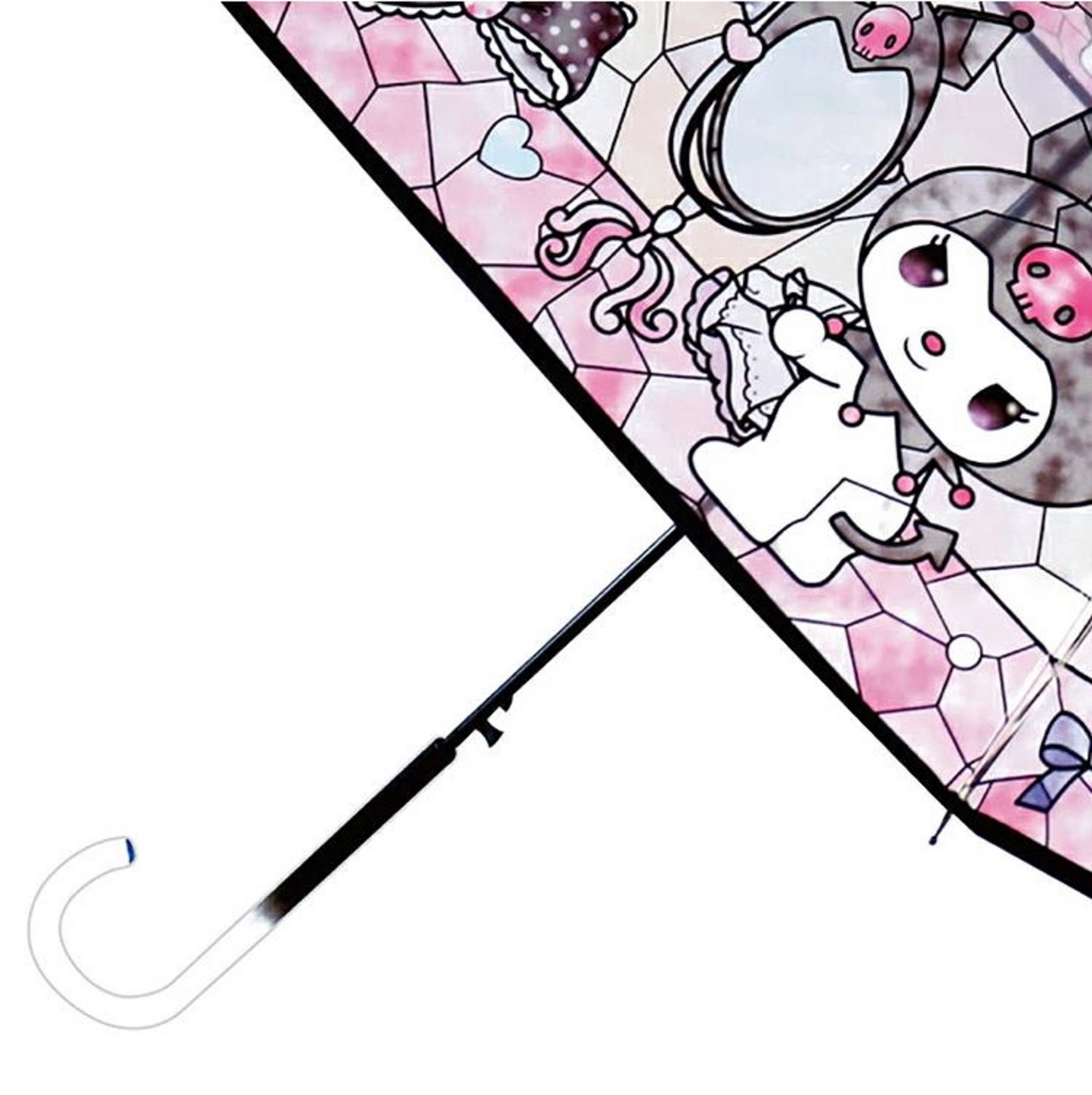 Sanrio Kawaii Stainedglass Like Kuromi Vinyl Jump Start Stick Large Umbrella. Dome Type Deep Tension Stylish and Very Popular. Best Gift. 8 Bones 23.5"" Each is Made of Lightweight, Durable, and Break-Resistant Fiberglass.