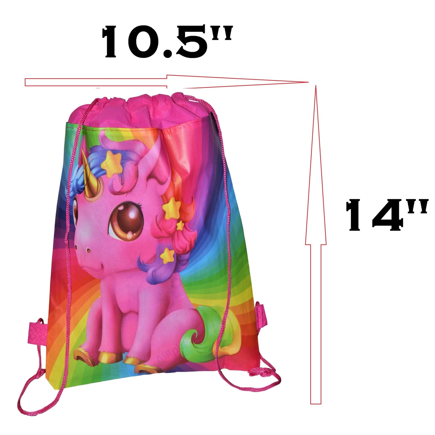 Cute Non- Woven Unicorn Large Drawstring Bag For Kids 14" H. Limited edition.