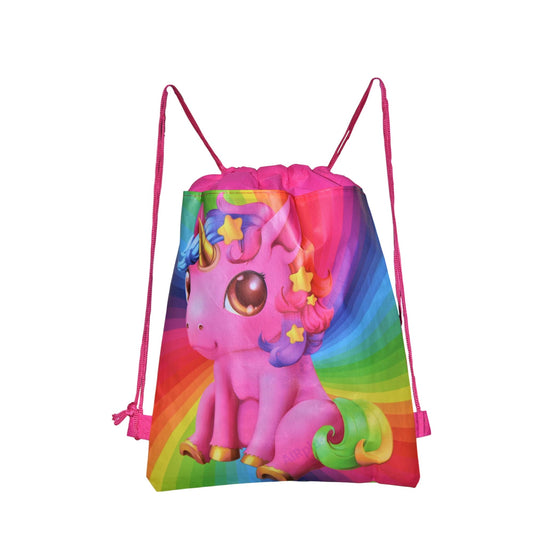 Cute Non- Woven Unicorn Large Drawstring Bag For Kids 14" H. Limited edition.