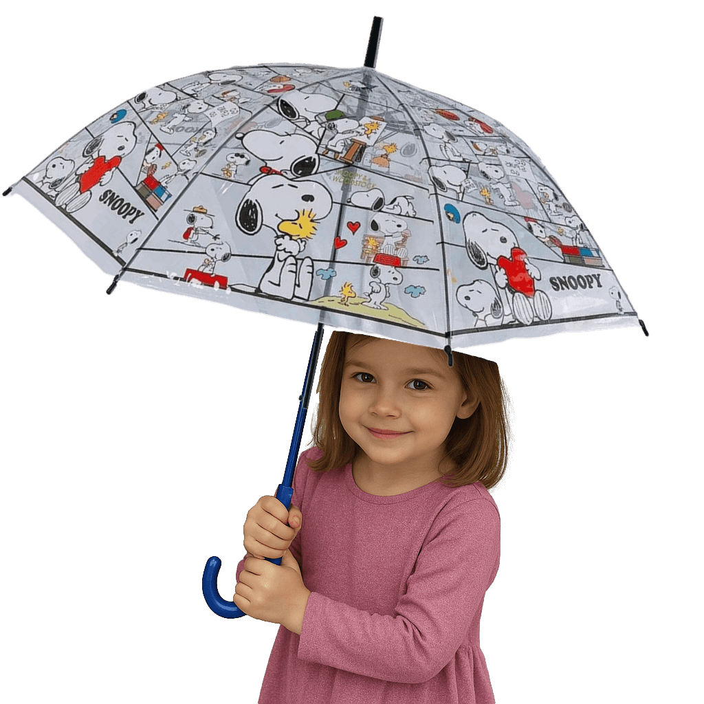 Peanuts Snoopy Transparent  8 Fiberglass Rib 21" Stick Umbrella. Best Gift. (
