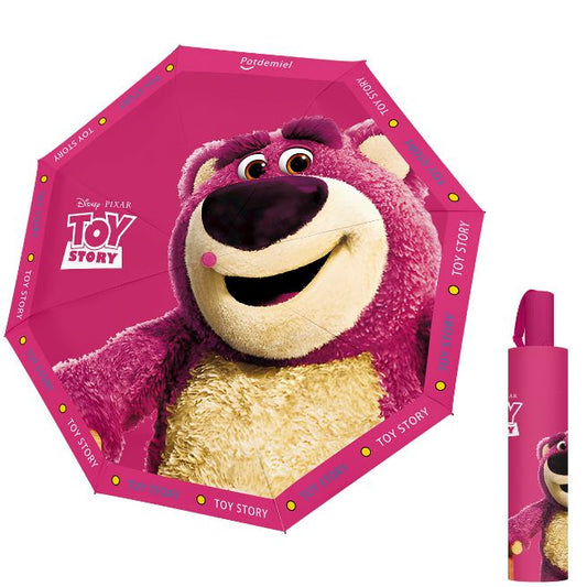 Disney Pixar Toy Story Lotso Three-Fold Fully Automatic Open-Close All-Weather Rain-Sun Gift Umbrella. UV Protection, Windproof.