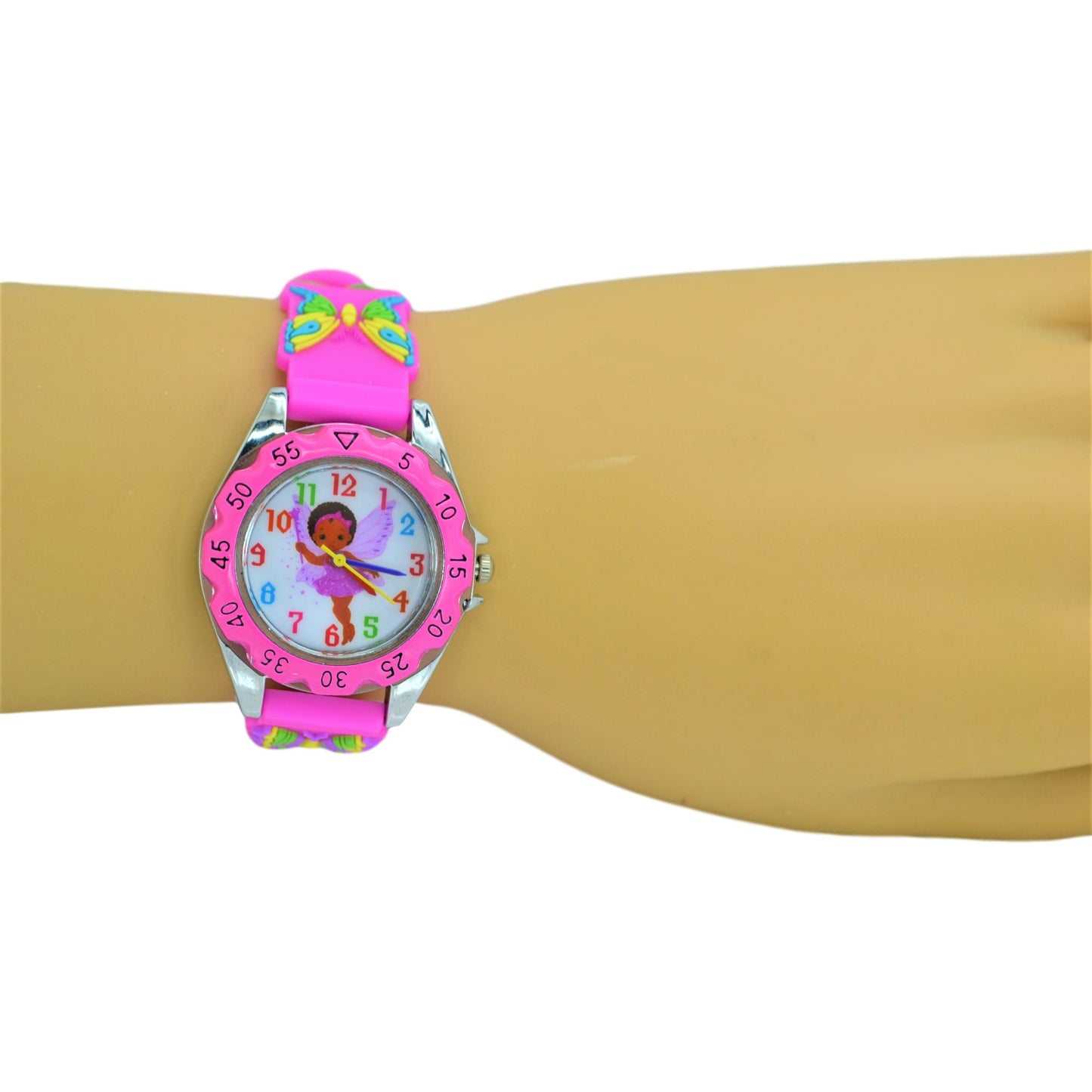 Fairy 3D Kids  Cute Butterfly Band Wrist Watch Time Teacher