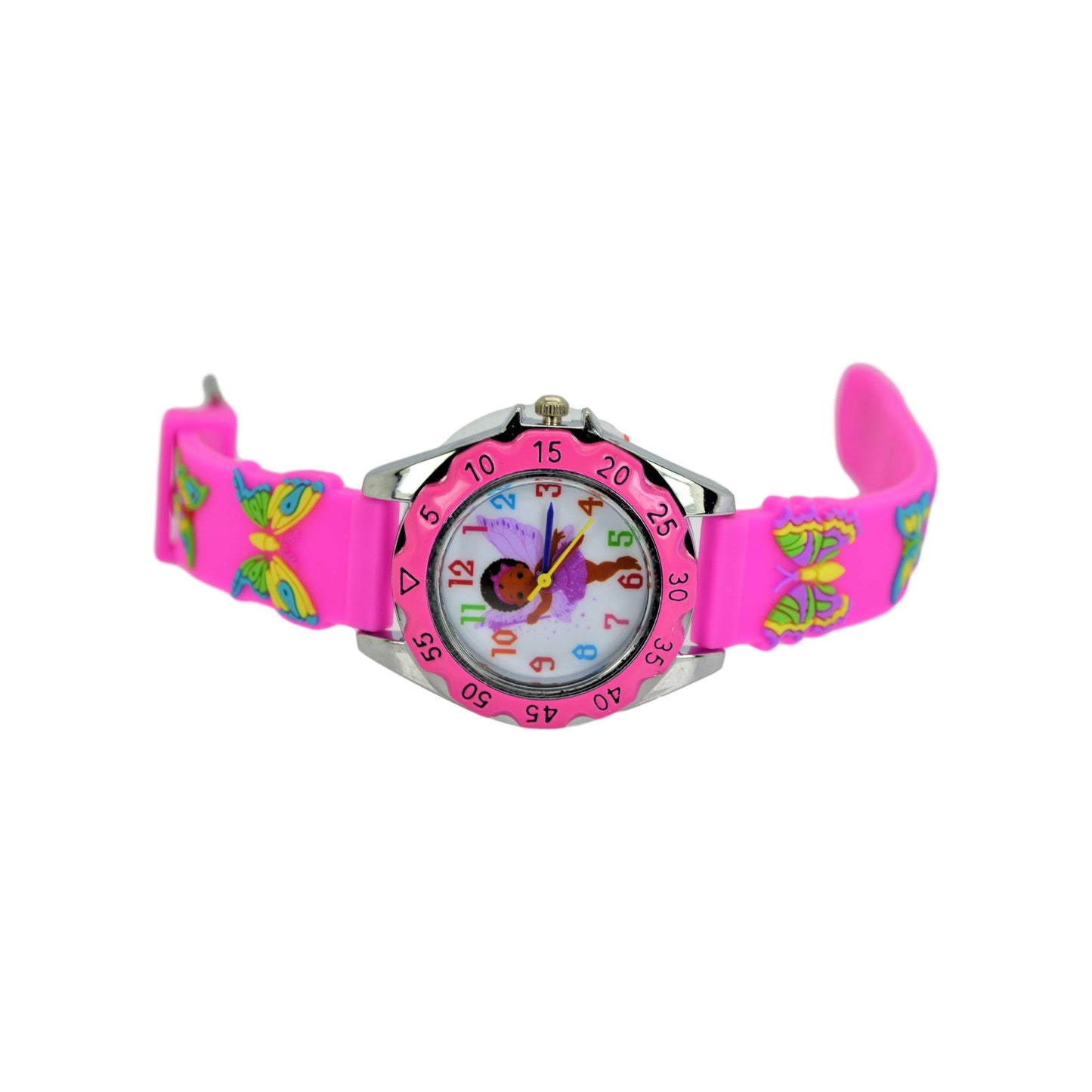 Fairy 3D Kids  Cute Butterfly Band Wrist Watch Time Teacher