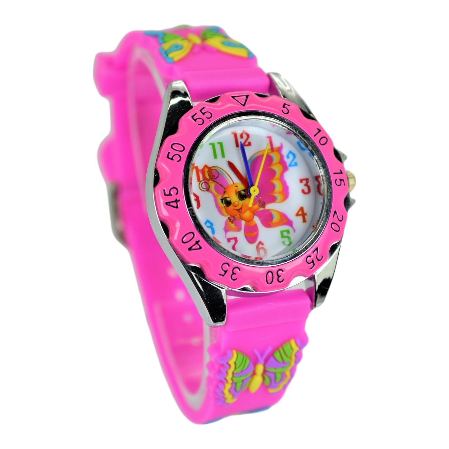 3D Kids Cartoon Cute Butterfly Time Teacher Easy Read Wrist Watch