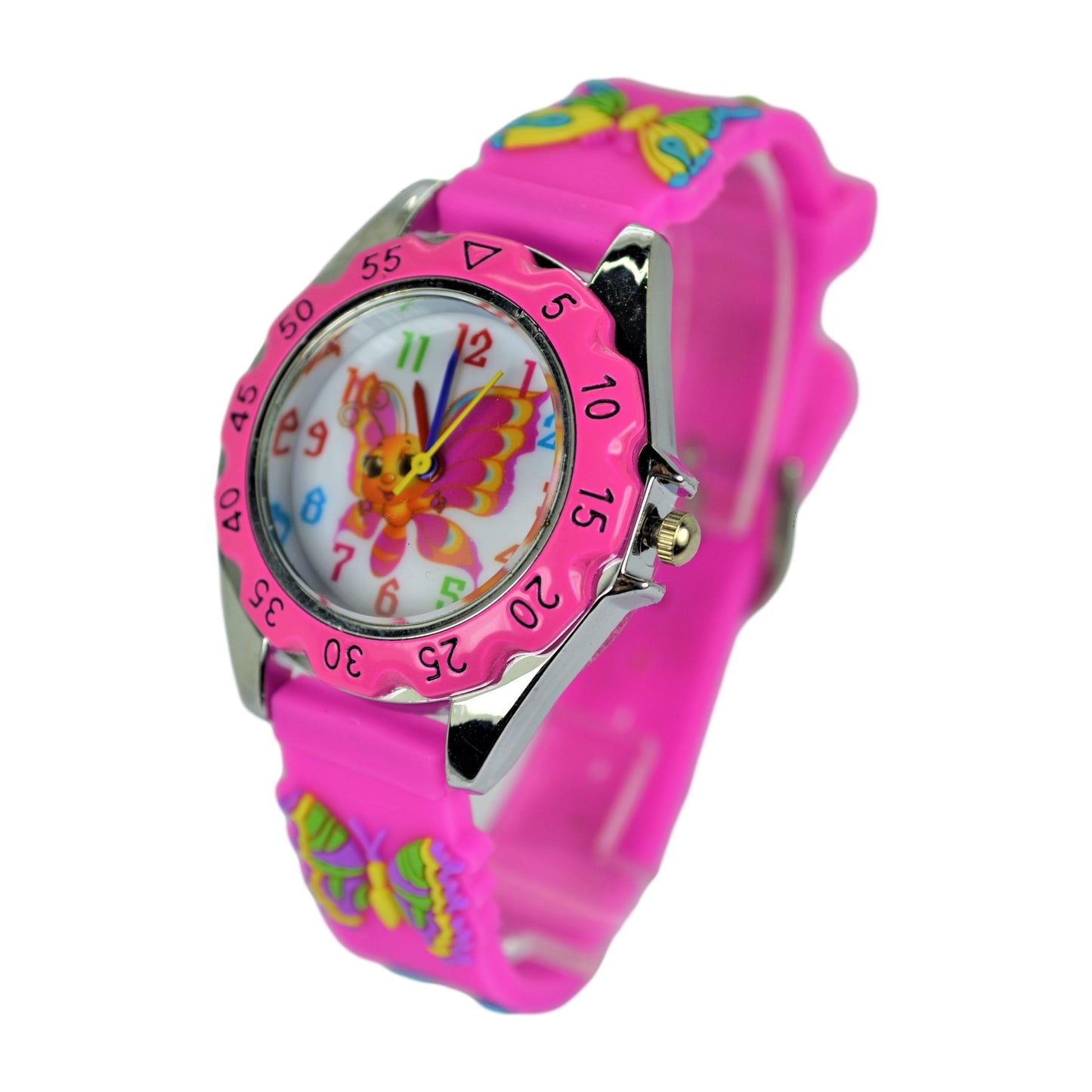 3D Kids Cartoon Cute Butterfly Time Teacher Easy Read Wrist Watch