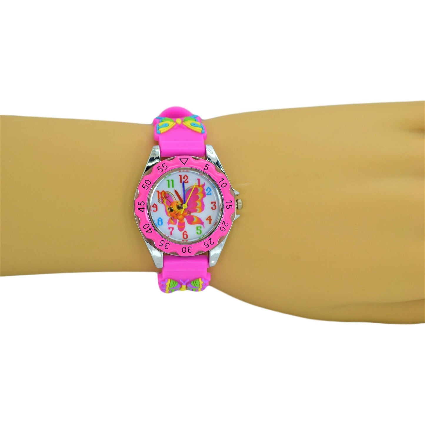 3D Kids Cartoon Cute Butterfly Time Teacher Easy Read Wrist Watch