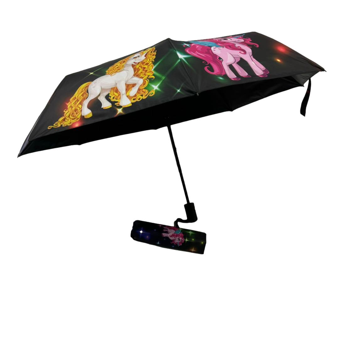 Unicorn Parade All Weather Fully Automatic UV Protaction Gift Folding Umbrella For Women & Teen. 8 Faberglass Ribs.