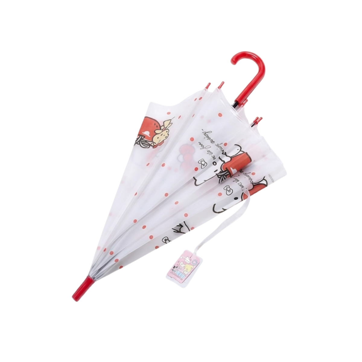Sanrio Kawaii Cute Hello Kitty Stick Umbrella – Frosted Matte POE Canopy, Auto Open, 8-Rib, Wind Resistant. Pinch-Free Close,