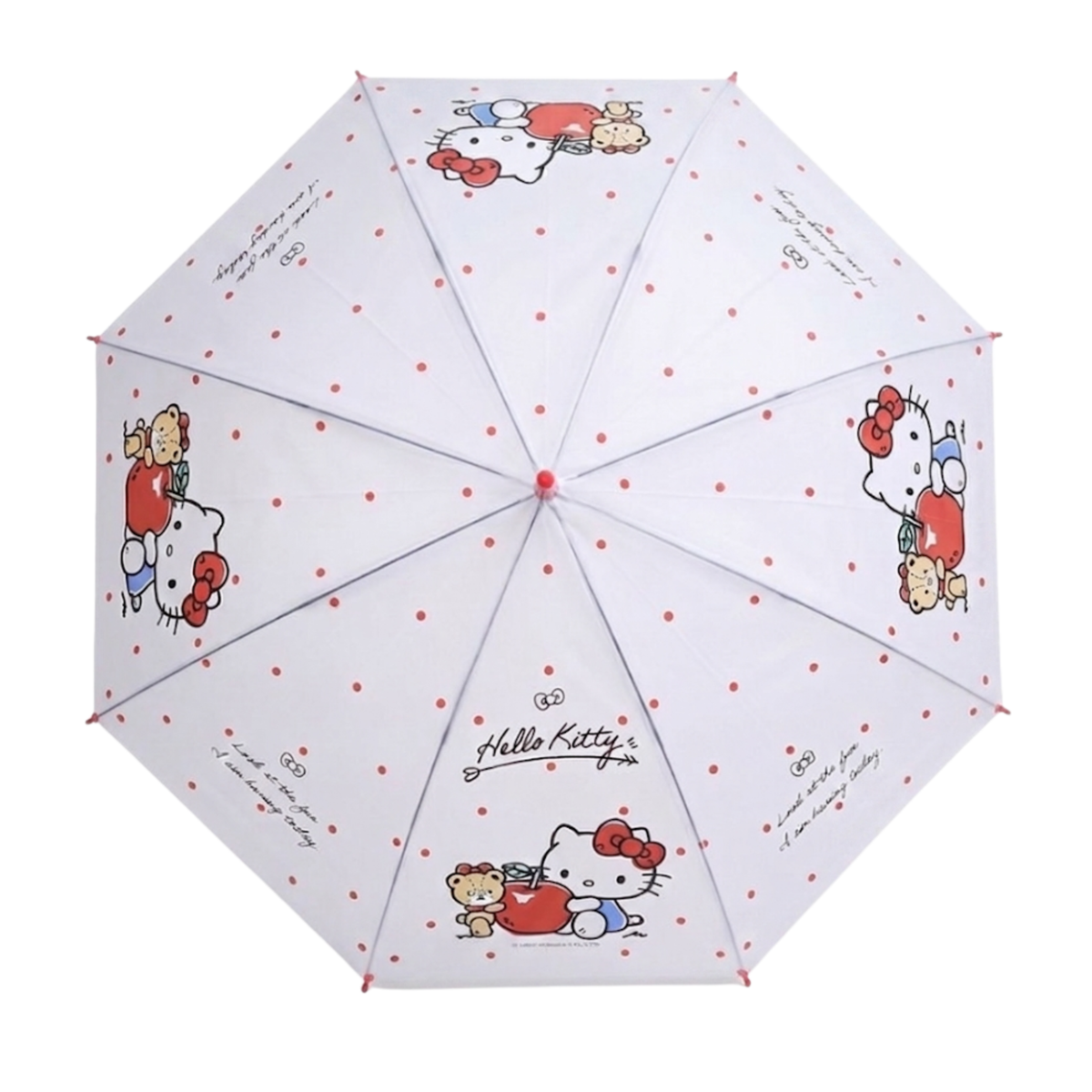 Sanrio Kawaii Cute Hello Kitty Stick Umbrella – Frosted Matte POE Canopy, Auto Open, 8-Rib, Wind Resistant. Pinch-Free Close,