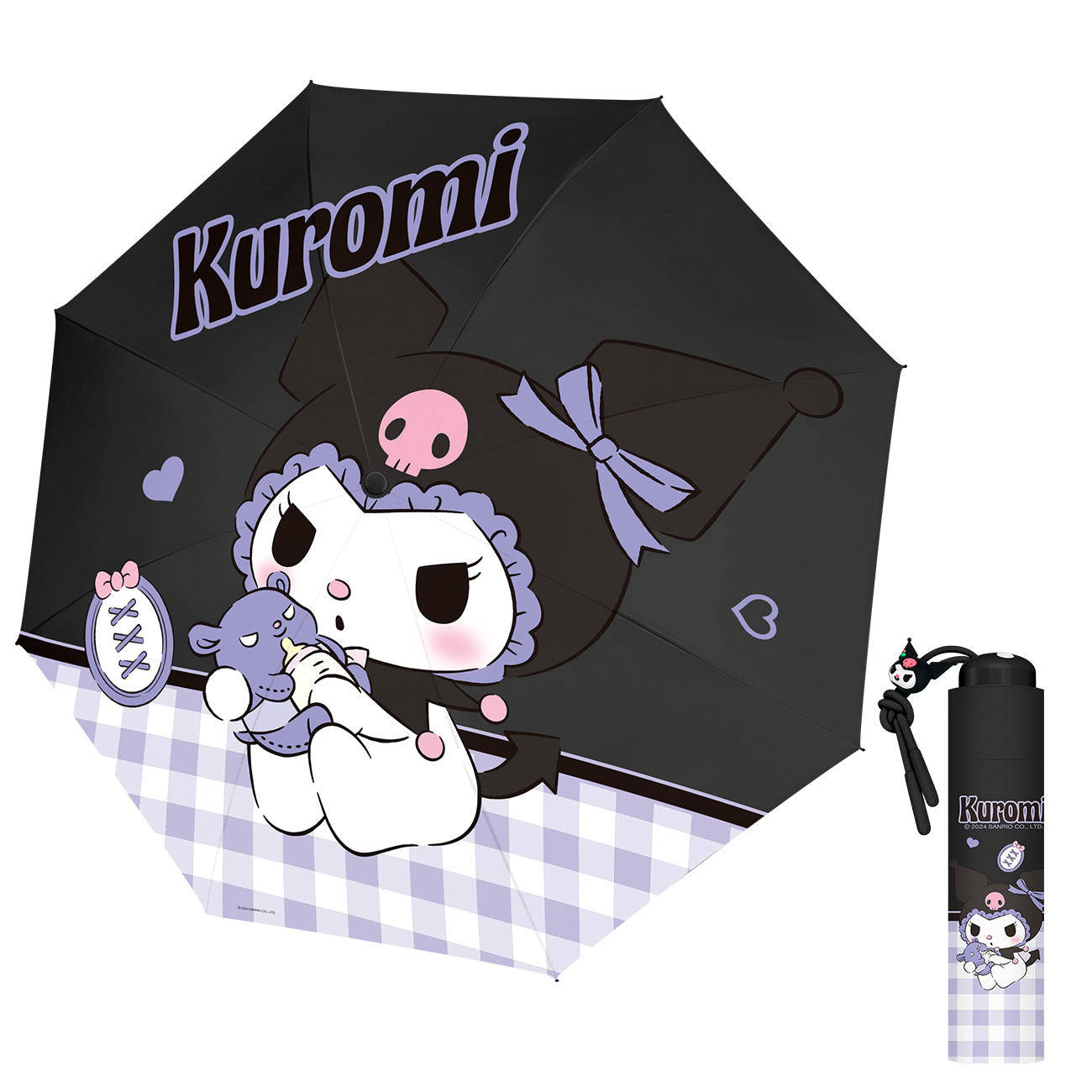 Sanrio  Cartoon Kawaii Kuromi Umbrella Safe Manual Open Close All Weather WindProof UV Protection