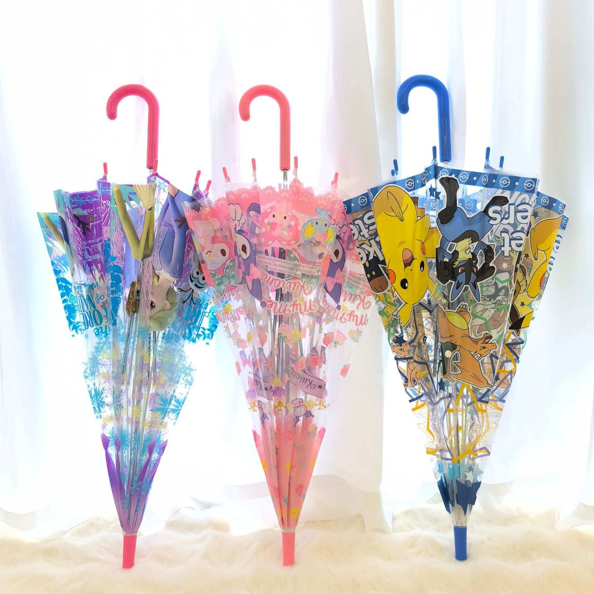 Pokemon Unisex Vinyl Auto Open Stick Umbrella. Dome Type Deep Tension Stylish and Cute. Christmas,New Year,Birthday Party, Best Gift.