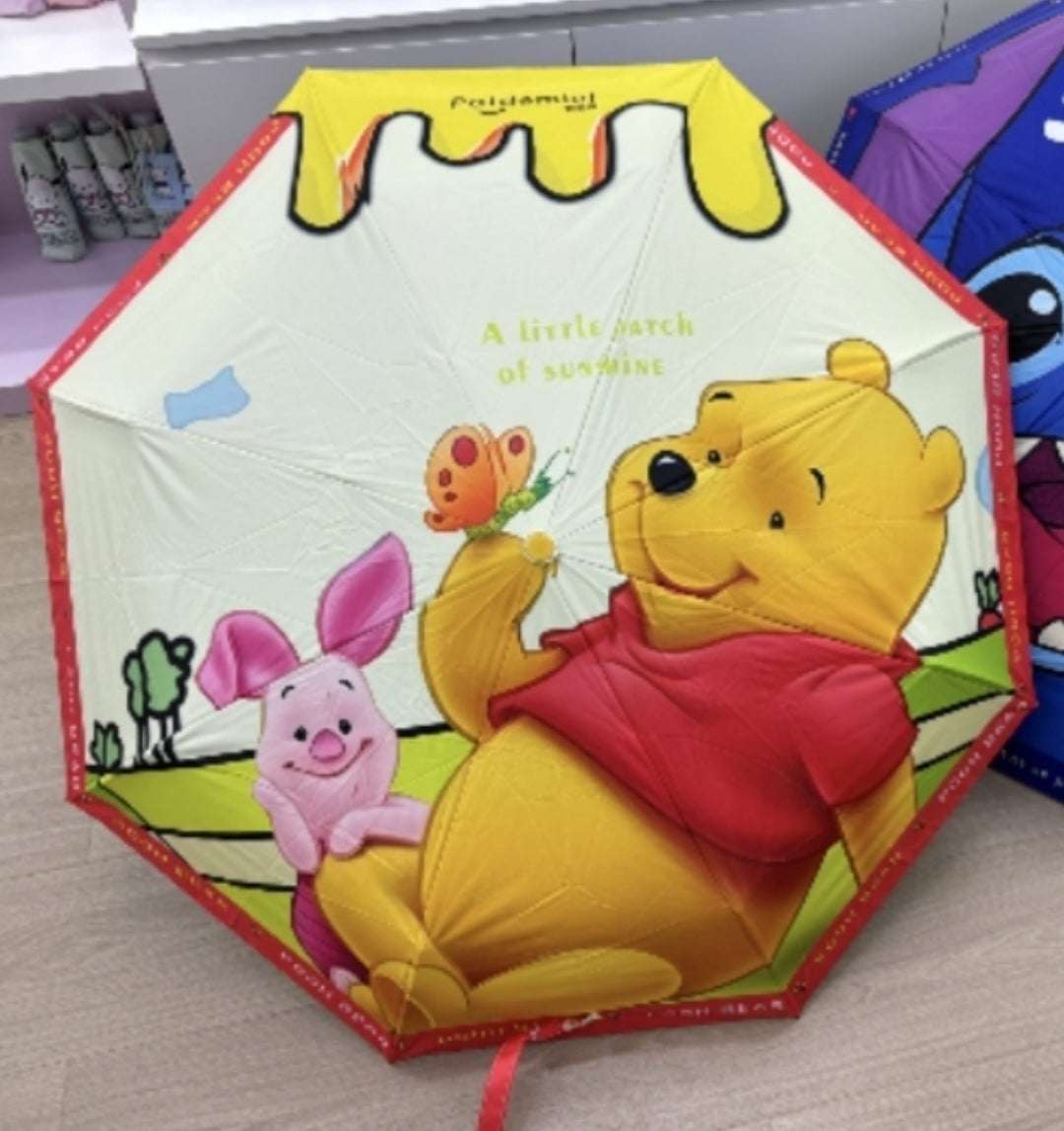 Disney Winnie The Pooh Folding Auto Open-Close Rain-Sun Umbrella.
