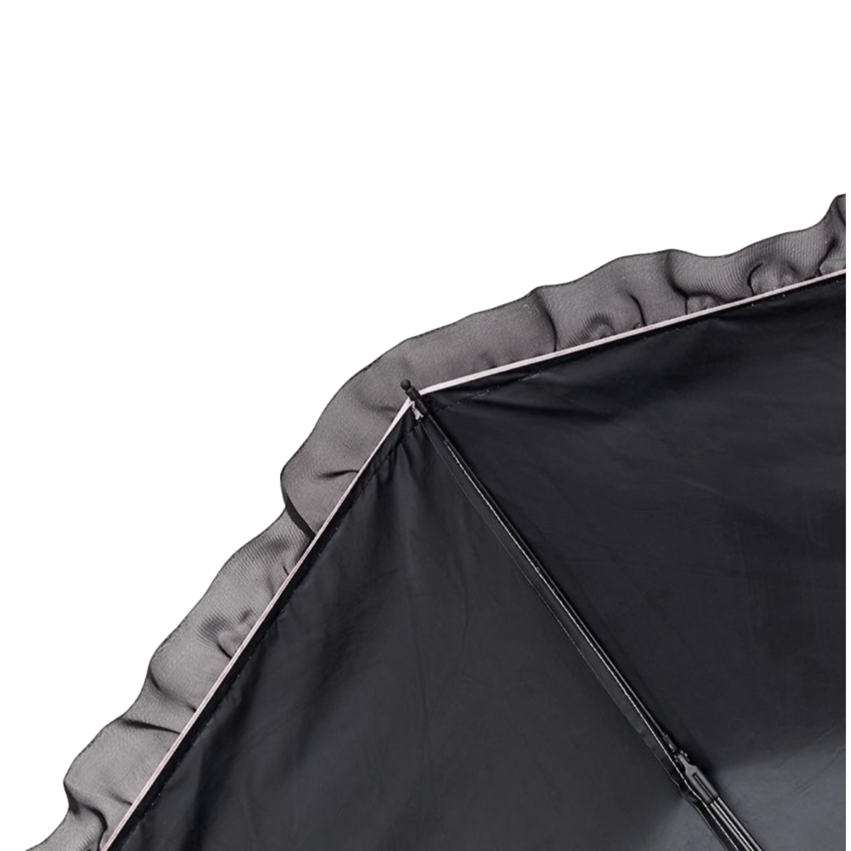 Sanrio Kuromi   Telescopic Lace Trim Manual 3 Fold Travel Compact UV Protection Sun & Rain Umbrella , 8 Fiberglass Ribs & Pinch-Free Safety Design