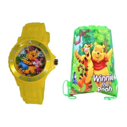 Disney Winnie the Pooh Silicone Quartz Analog Wrist Watch Gift Set For Kids.