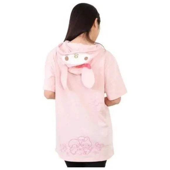 My Melody Sanrio Narikiri T-Shirt Short Sleeve With HoodieSize Approx M