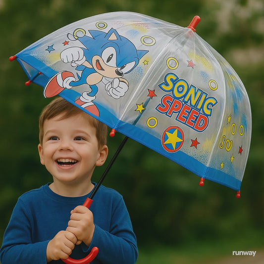 Sonic  Clear Transparent Stick Safe Manual Open/Close 8 Fiberglass Rib 21" Umbrella.