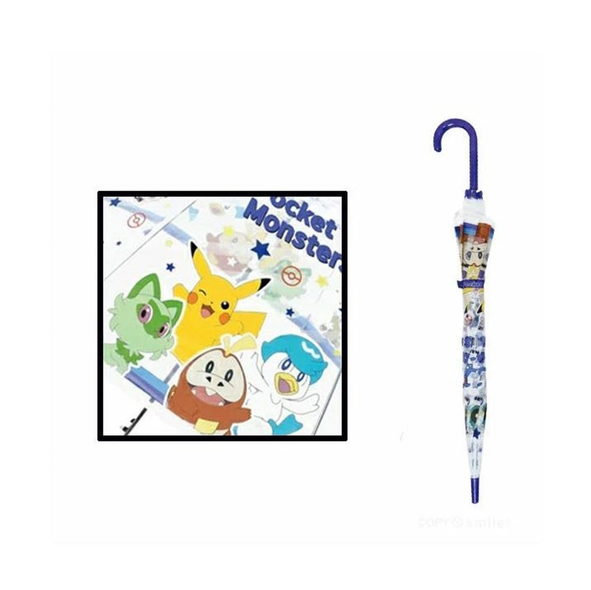 Pokemon  Clear Vinyl Stick Jump Start 8 Fiberglass Rib 21" Umbrella.