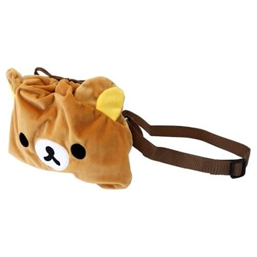 San-x Rilakkuma 2 Way Soft Plush Drawstring Cosmetic Pouch Shoulder Bag.