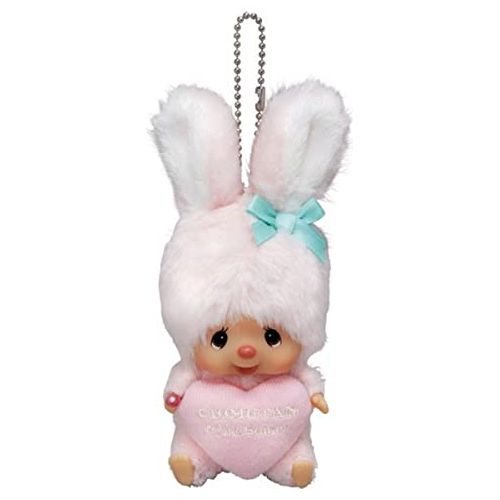 RRI Soft Toy Monchhichi's Friend Chimutan Rabbit Keychain 6 inches . Rare.Collectible.Limited Edition., Pink