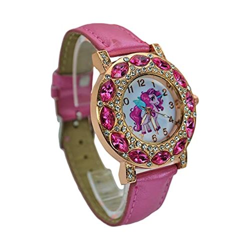 Girls Women's Unicorn Lucky  Watch Gold-Tone Bling Bling Case Luminous Watch Hands .