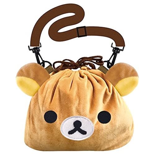 San-x Rilakkuma 2 Way Soft Plush Drawstring Cosmetic Pouch Shoulder Bag.