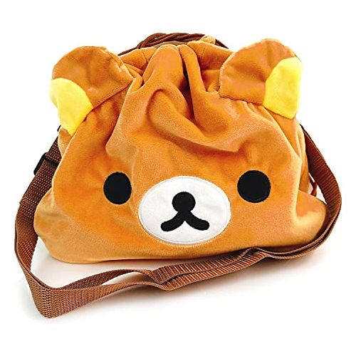 San-x Rilakkuma 2 Way Soft Plush Drawstring Cosmetic Pouch Shoulder Bag.